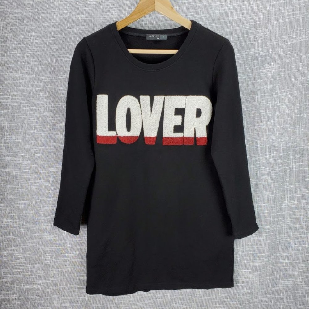 LOVER Knit Tunic Sweatshirt Dress Black Medium